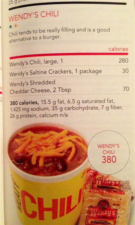 Wendys Chili Recipe Nutrition Facts